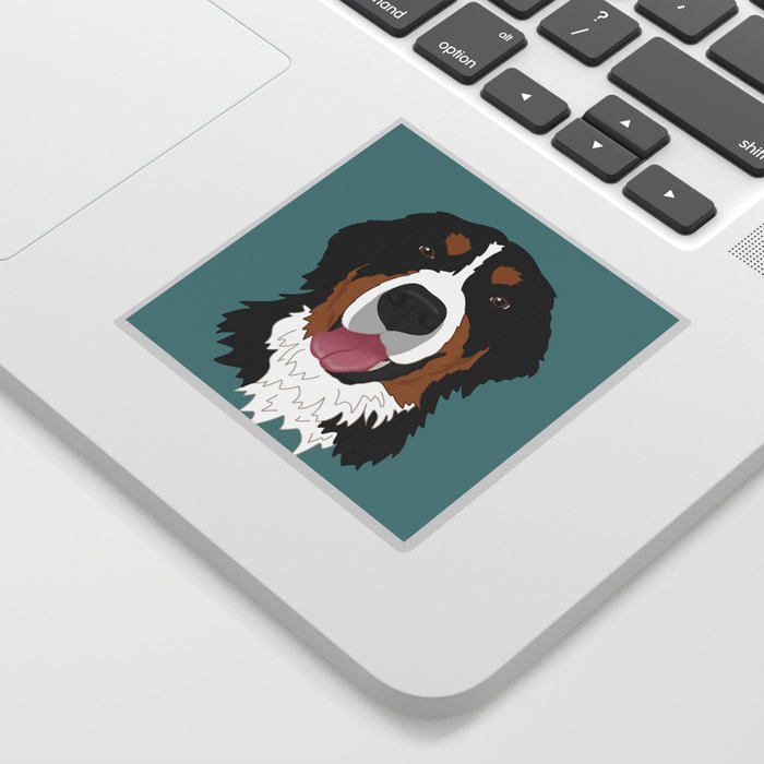 Bernese Mountain Dog Face Teal Sticker