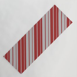 [ Thumbnail: Grey & Brown Colored Stripes Pattern Yoga Mat ]