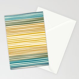 Natural Stripes Modern Minimalist Pattern in Moroccan Teal Green Ochre Mustard Cream Stationery Card