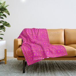 Retro Spring Daisies Lace Hot Pink and Orange Throw Blanket