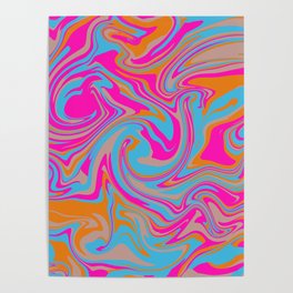 Pink, blue and orange swirl Poster
