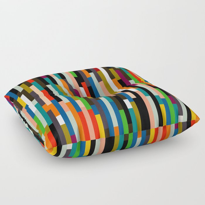 mid century stripes geometry retro Floor Pillow