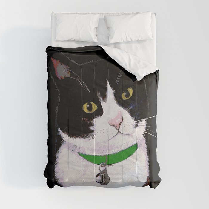 Tuxedo Cat Comforter by Paintings by gretzky Cats Society6