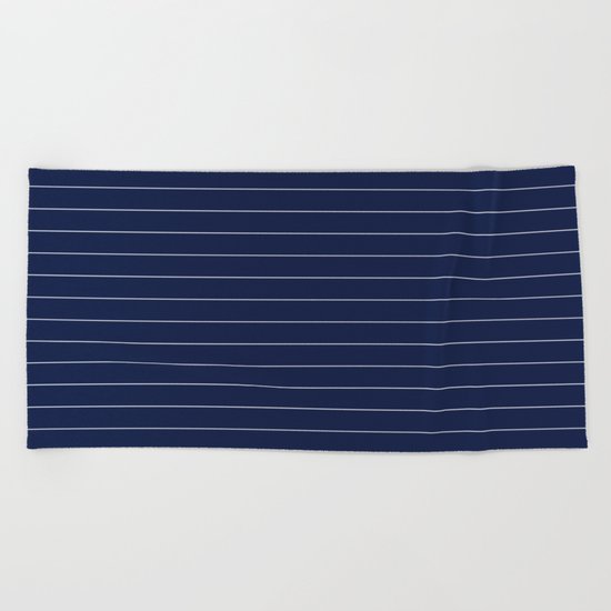 Indigo Navy Blue Pinstripe Lines Beach Towel