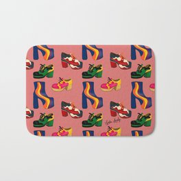 Seventies shoes- coral background Bath Mat