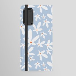 Quirky Floral in Light Blue, Orange and White Android Wallet Case