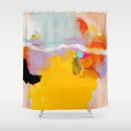 yellow blush abstract Shower Curtain