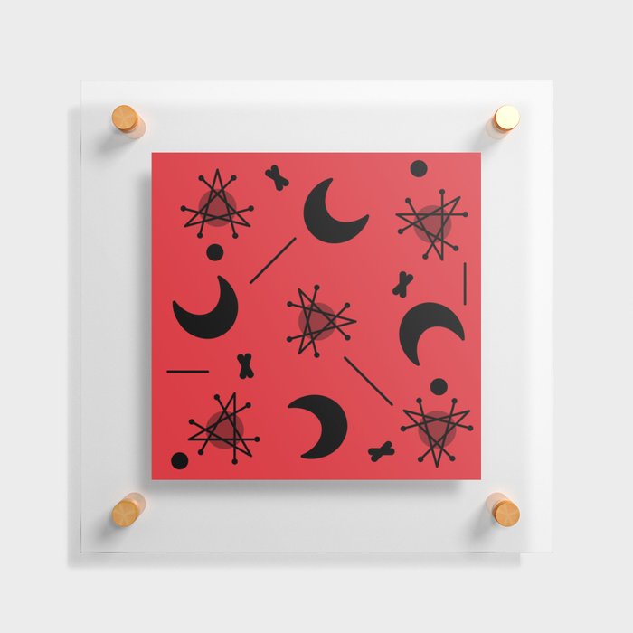 Moons & Stars Atomic Era Abstract Red Floating Acrylic Print