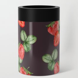Trendy Summer Pattern with Strawberries Can Cooler