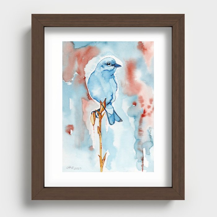 Morning Blue Bird Recessed Framed Print