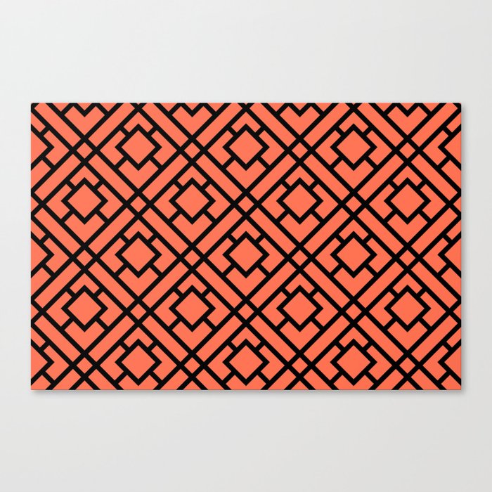 Black and Tangerine Tessellation Line Pattern 24 Pairs DE 2022 Trending Color Often Orange DE5132 Canvas Print