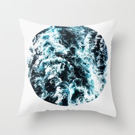 Free Like The Sea, digital collage, ocean waves, seascape, geometric nature, minimalist print, quote Throw Pillow