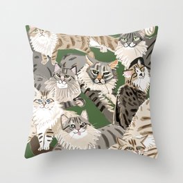 Cats Paradise Green Throw Pillow