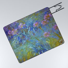 Agapanthus Claude Monet Floral Art Picnic Blanket