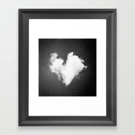 Black and White Heart Photography, Love Cloud in Sky, Dark Hearts Framed Art Print