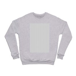 Smoke Grey and White Micro Vertical Vintage English Country Cottage Ticking Stripe Crewneck Sweatshirt