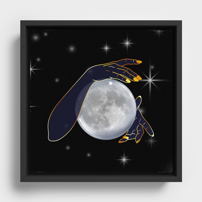 Mystical Hands holding full moon performing a magic ritual	 Framed Canvas