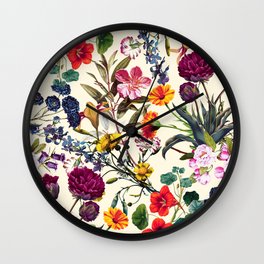 Magical Garden V Wall Clock | Sun, Painting, Exotic, Pattern, Vintage, Decor, Retro, Hippie, Leaf, Summer 