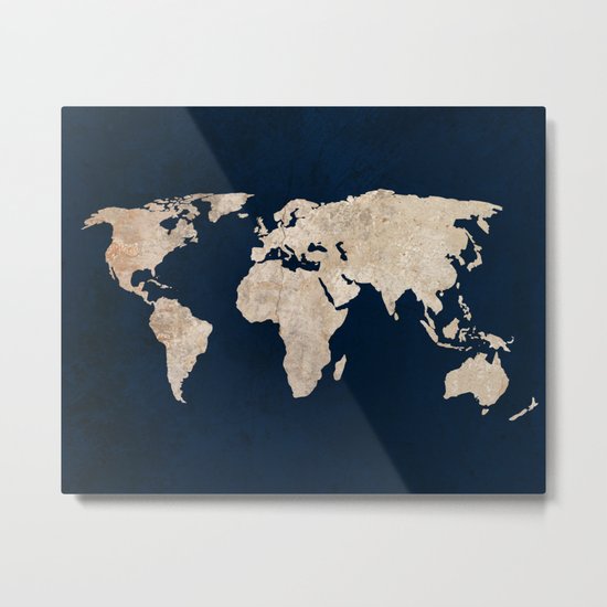 Inverted Rustic World Map Metal Print