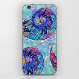 Whimsical Colorful Nautilus Seashell Art - Wild Nautilus Shell iPhone Skin