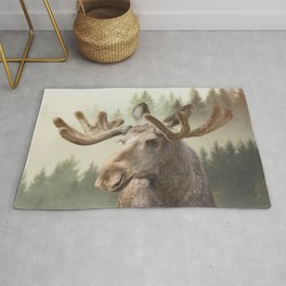 Moose Rug | Autumn, Moose, Nature, Trees, Woodland, Rustic, Fall, Wildlife, Naturelover, Deer 