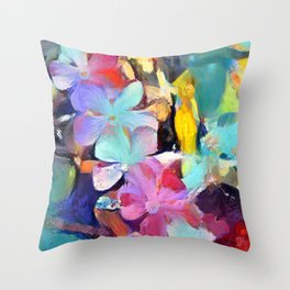 Colourful kerbside floqwers Throw Pillow