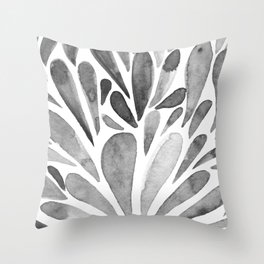 Watercolor artistic drops - black and white Throw Pillow