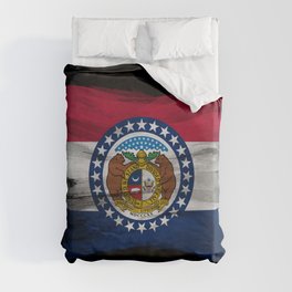 Missouri state flag brush stroke, Missouri flag background Duvet Cover