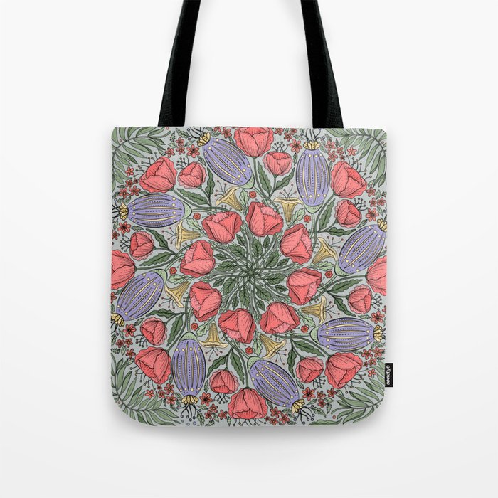 Tulips and Wildflower Mandala Tote Bag