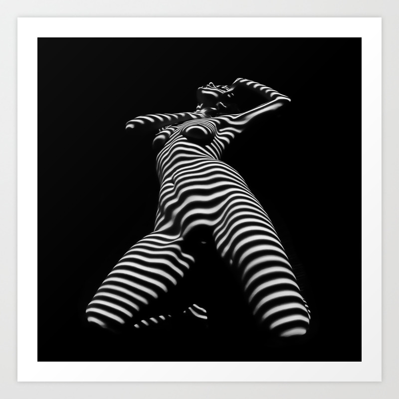 7068s Kma Black White Nude Abstract Woman On Her Knees Zebra