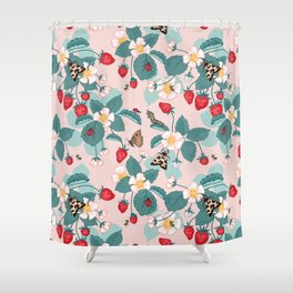 Strawberry Patch Pattern Shower Curtain