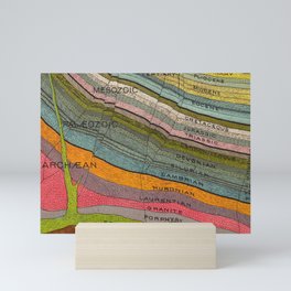 Vintage Geology cross section map, Levi Walter Yaggy geological chart 1893 Mini Art Print