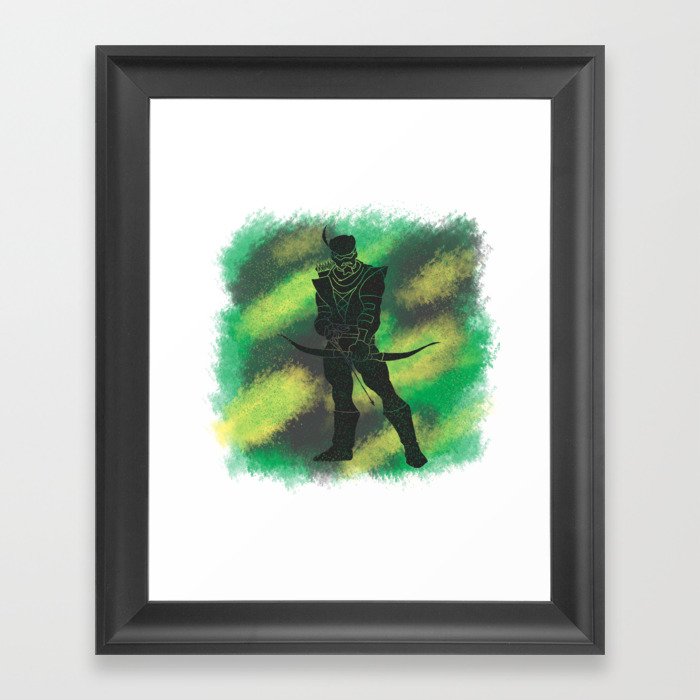 Green Arrow Splatter Background Framed Art Print