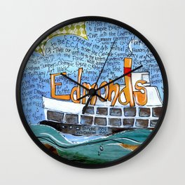 EDMONDS, WASHINGTON the town and the adventures by Seattle Artist Mary Klump Wall Clock