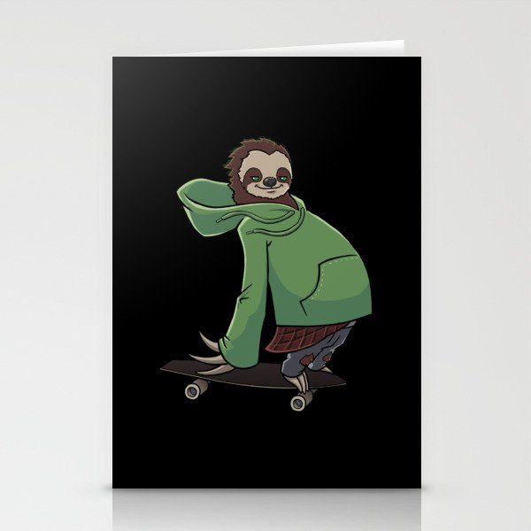 Sloth Skateboarding on a Longboard Stationery Cards