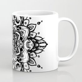 Grunge Feathered Mandala A - Black Coffee Mug