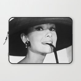 Audrey Hepburn Portrait, Black and White Vintage  Laptop Sleeve
