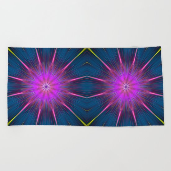 Artistic bright shining abstract star Beach Towel