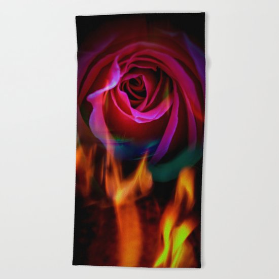 Fire rose Beach Towel