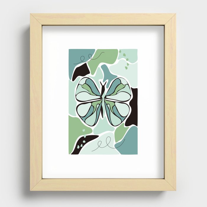 Green butterfly Recessed Framed Print