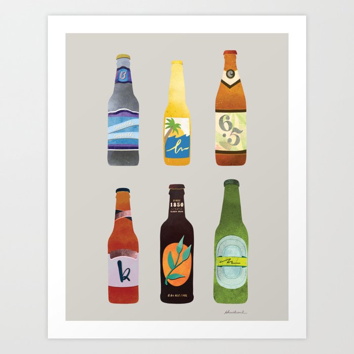 Beer Bottles Art Print