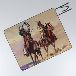 “Blackfoot Indian Scouts” by Carl Oscar Borg Picnic Blanket