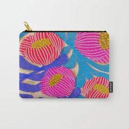Big Pink and Blue Florals Carry-All Pouch