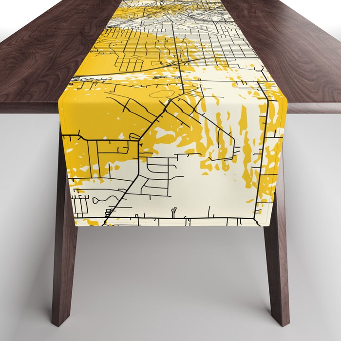 Akron USA - Yellow City Map Table Runner