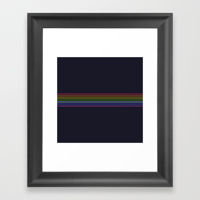 Fine Rainbow Colored Retro Lines Framed Art Print