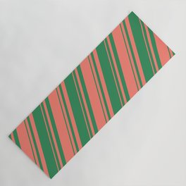 [ Thumbnail: Salmon and Sea Green Colored Stripes Pattern Yoga Mat ]