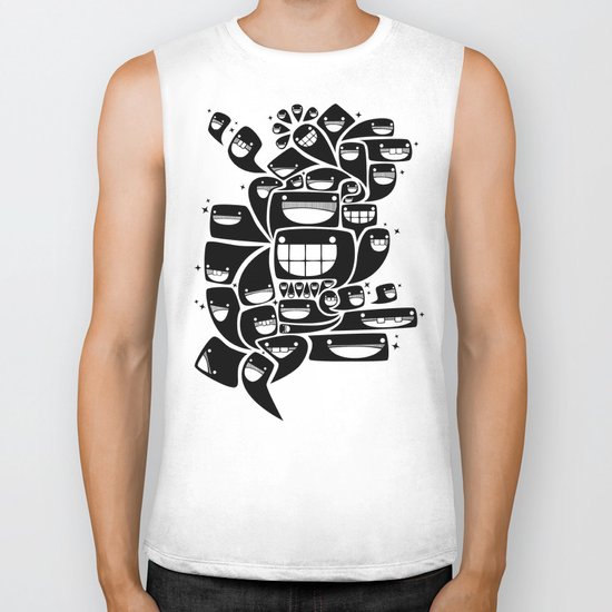 Happy Squiggles - 1-Bit Oddity - Black Version Biker Tank
