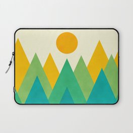 Retro Geometric Mountains in Bright Spring Colors, Teal Green Laptop Sleeve