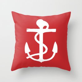Red Anchor Modern Nautical Throw Pillow