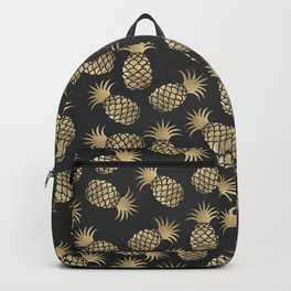Modern chalk black elegant faux gold pineapple pattern Backpack | Girly, Pattern, Modern, Chalkblack, Summer, Fauxgold, Elegantgold, Stylish, Glamour, Goldpineapple 